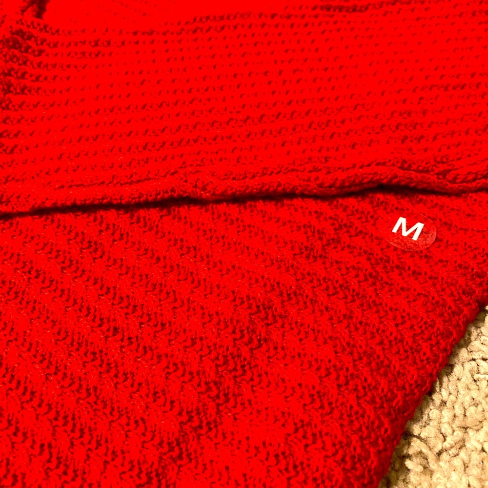 NWT NY&Co Red Waffle Sweater Size Medium - Picture 4 of 5